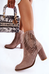 Women's Suede Booties Lewski Shoes 3093 Cappucino