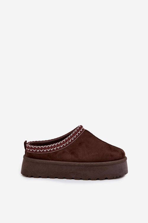 Low Women's Snow Boots with Embroidery on Platform Chocolate Narirya