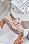 Ladies Platform Moccasins With Bow Powder Pink Naivine