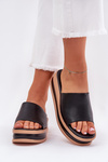 Classic Ladies Slippers On Platform And Wedge Black Florenis