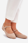 Ballet Flats With Strap Eco Suede Beige Arrivara