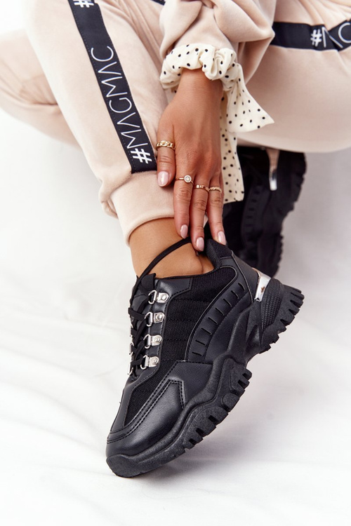 Women's Sneakers On A Chunky Sole Black Good Mood