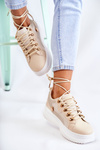 Women's Sport Leather Shoes Beige Salmira