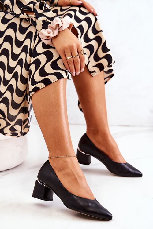 Leather Pumps Toe In Spitz Black Marilyn