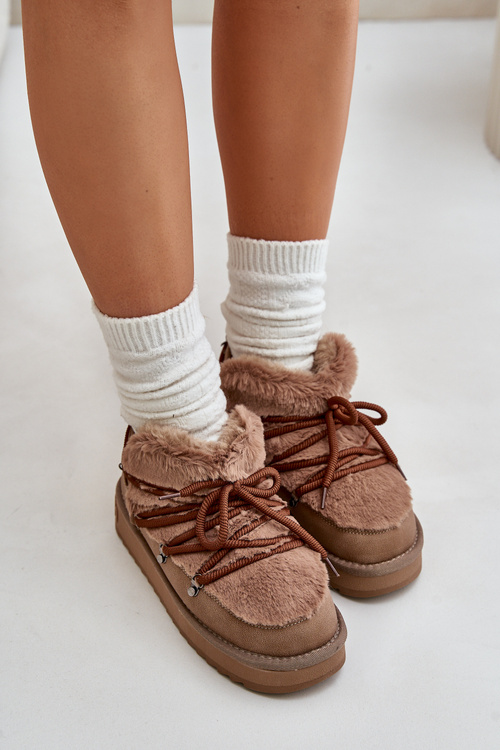 Low Snow Boots On Platform With Fur D.Franklin Brown DFSH370011