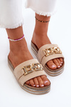 Women's Platform Slides with Decoration Beige Vapireta