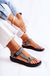 Classic Women's Sandals With Velcro Grey Kalla