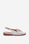 Elegant Sandals With Decoration On Flat Heel S.Barski KV51-003 Silver