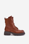 Insulated ankle boots workers with zipper brown Leairae