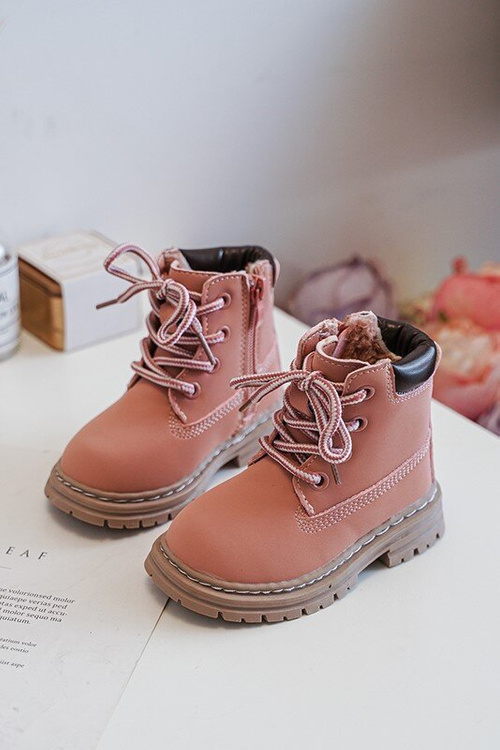 Children's Trapper Boots with a Zip Pink Bansi