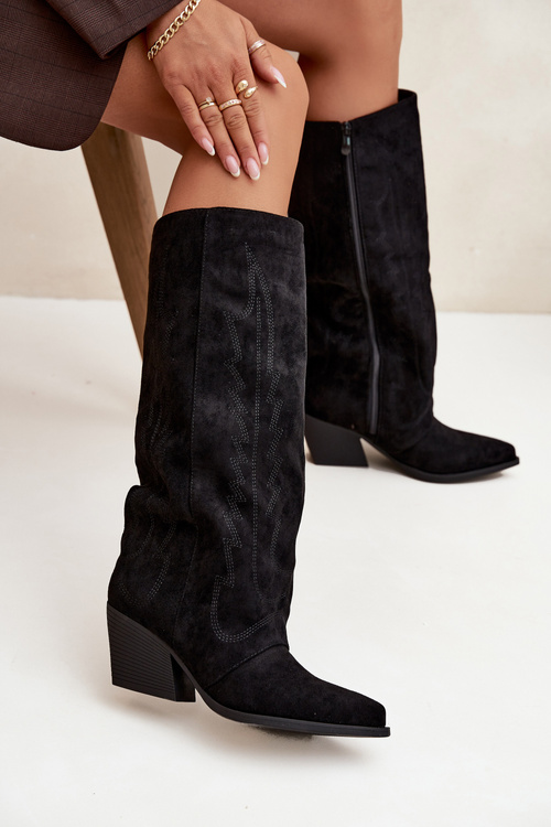Women's Cowboy Boots with Zipper Black Isalina