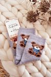 Women's Soft Warm Socks Teddy Bears Grey