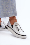 Sneakersy Skórzane Lakierowane Damskie Białe D&A LR535