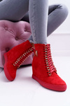 Women's Lu Boo Sneakers With Chains Suede Red Monica
