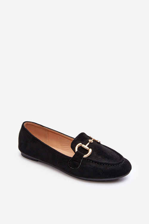 Women's Moccasins with Eco-Suede Decoration Black Winalita
