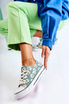 Women's Low Sneakers With Flowers Green Janey 