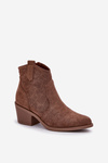 Cowboy Boots With Zipper Eco Suede Perforated HY51-061 S.Barski Brown