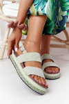 Suede Sandals On A Platform Green Olimpia