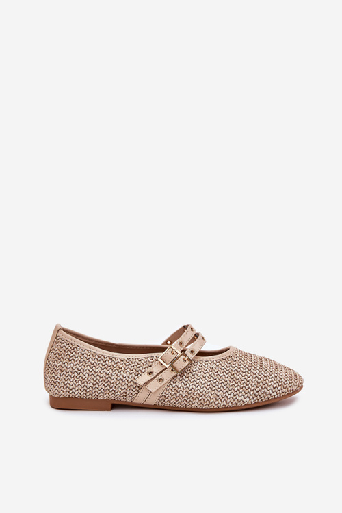 Ballet Flats With Weaving And Straps Beige Partheda