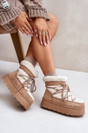Snow Boots On Platform With Lacing Beige Izathiel