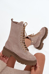 Women's workery made of genuine suede with heating Zazoo 4213 beige