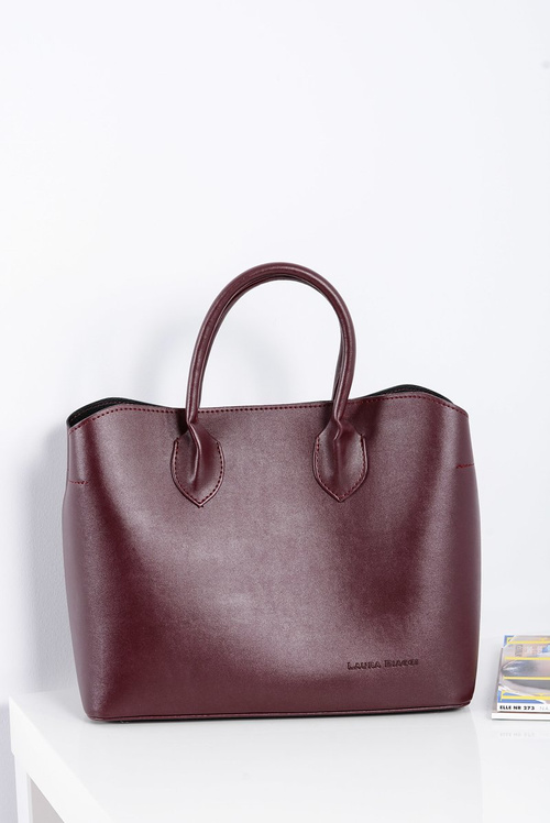 Women's Maroon Shopper Handbag + Cosmetic Bag