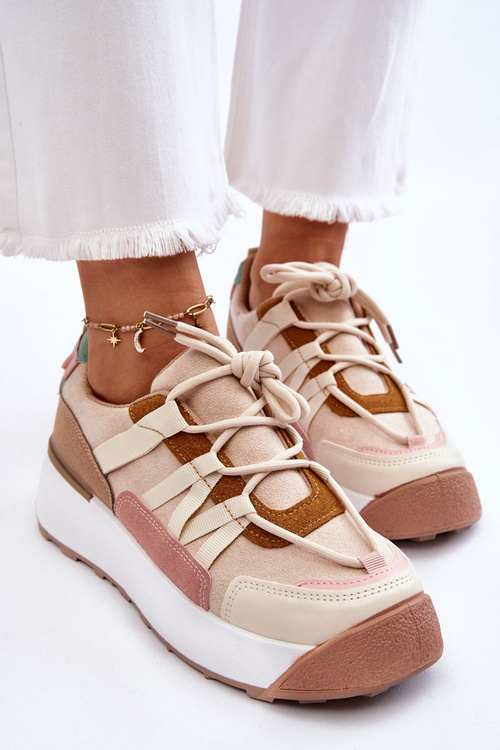 Women's Suede Platform Sneakers Beige-brown Rohan