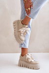 Damskie Sneakersy Masywna Podeszwa Ozdoba Beżowe CheBello 4530