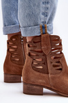 Women's Leather Lace-up Boots Brown Lewski 3329