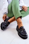 Leather Shoes Snake With Ornament Black Adison