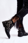 Women's Boots With Stripes And Studs Black Ramso