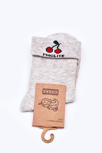 Children's Cotton Socks With Cherries COSAS Grey