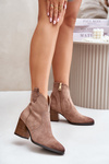 Heeled Cowboy Boots Insulated From Eco Suede Dark Beige Vinceza 58345