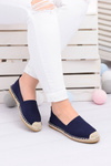 Lniane Damskie Granatowe Espadryle Slip On Nelly