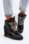 Women's Wedge Sneakers Black Leoppa
