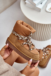Women's Suede Snow Boots With Thick Lacing D.Franklin DFSH375003 Brown