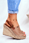 Women's Sandals On Wedge Heel Big Star Beige FF274982