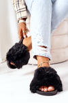 Rubber Slippers With Fur Black Soft