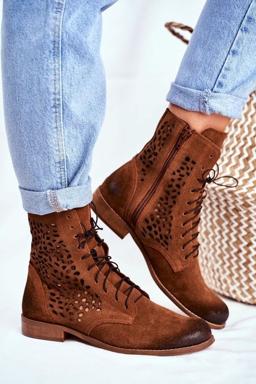Women’s Boots On Flat Heel Leather Camel Meridan