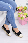 Women's Black Linen Espadrilles Beige Nose Quebo