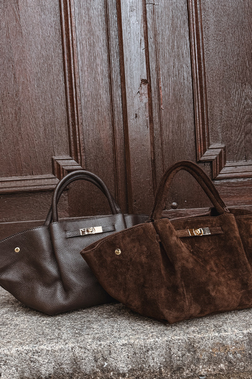 Bag Made of Natural Suede Chocolate Fiorenza