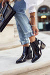 Women's Boots On A Block Heel Sergio Leone BT153 Patent Black