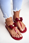Red Women's Rubber Sandals Bow Japanese Etta