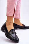 Leather Flat Heel Loafers Black Marra