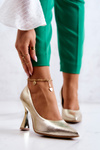 Fashionable Leather Pumps Lewski Shoes 3181 Gold