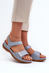 Comfortable Women's Sandals with Velcro Blue Iphiope