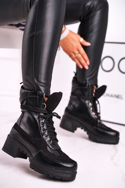 Women's High Lace-up Boots Black Ridley