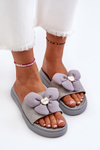 Women's Grey Sandals with Decoration on Low Platform Cedrella