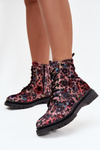 Women's Insulated Ankle Boots In Flowers Artiker 57C1051 Pink