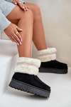 Women's Snow Boots On Platform With Fur And Pattern Black Deepanti